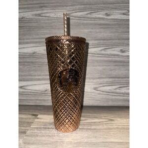Starbucks Limited Edition Rose Gold Metallic Bling Plastic Cold Cup 24oz